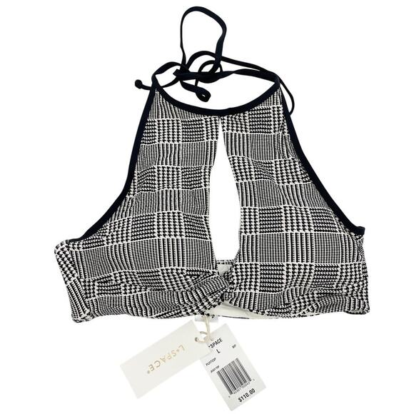 L*Space Jessy High Neck Cutout Bikini Top Best I Ever Plaid Size Large NEW! - Picture 5 of 8
